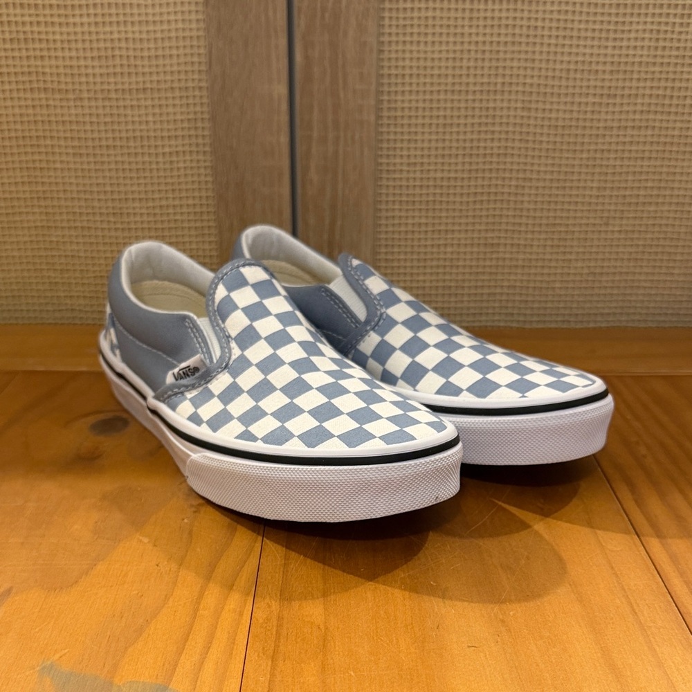 Vans Classic Blue and White Checkered Slip-Ons
